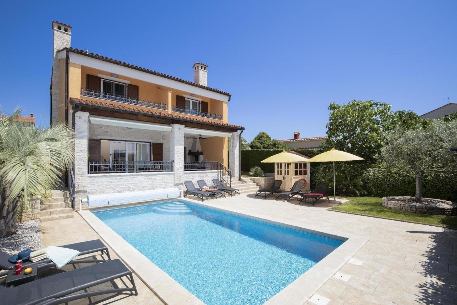 Ferienhaus In Pomer Mit Privatem Beheizten Pool Und Meerblick Εξωτερικό φωτογραφία